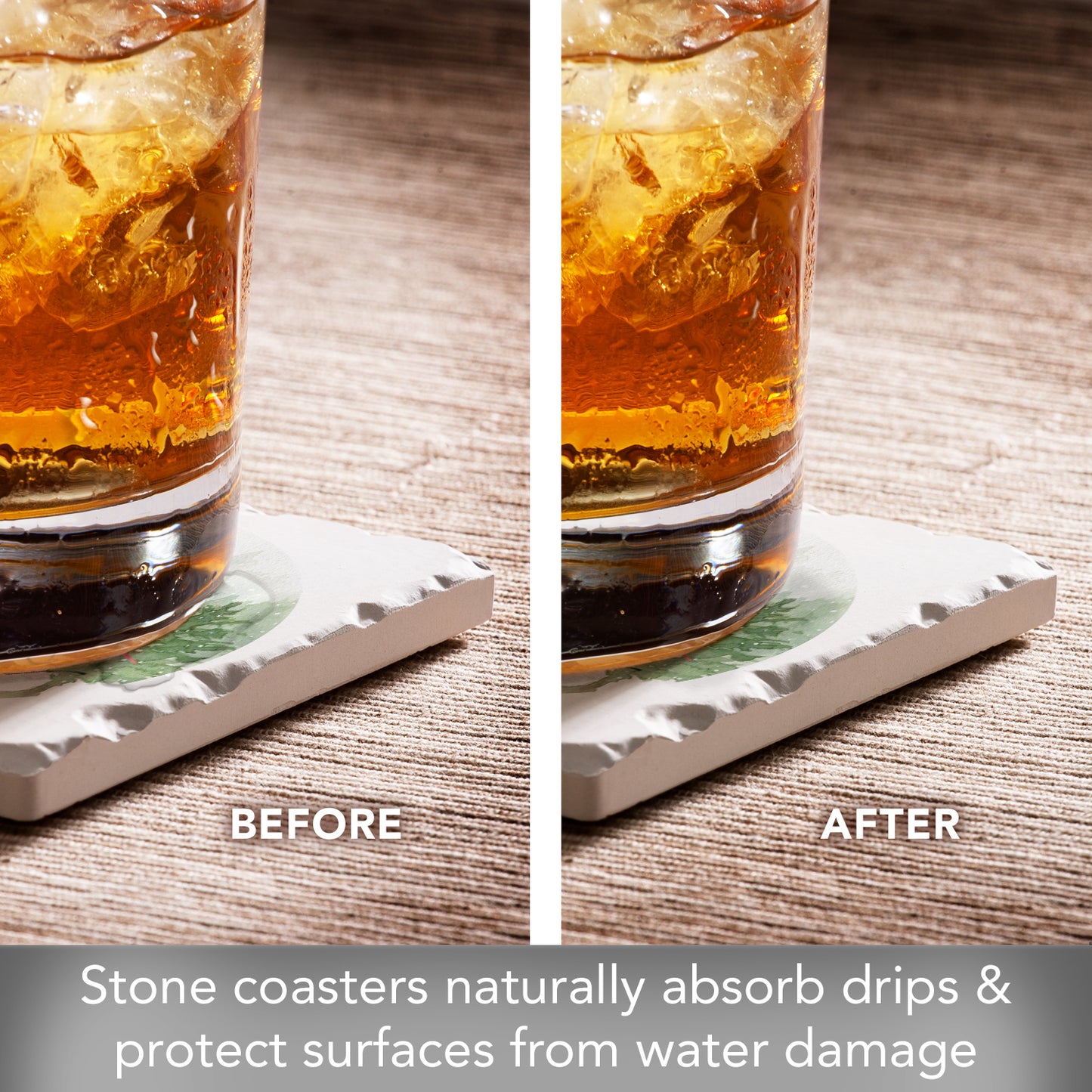 Thirstystone Winter Blessings 4 Pack Tumbled Tile Stone Coasters 4" Square Manufactured in the USA