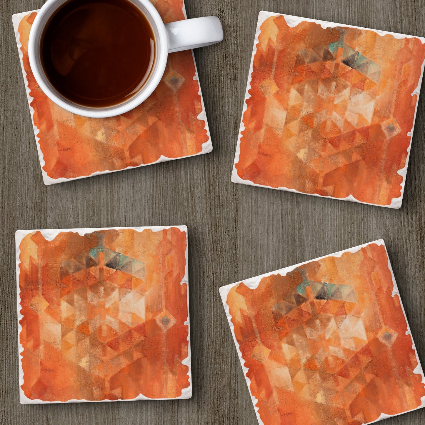 Thirstystone Desert Sunset 4 Pack Tumbled Tile Stone Coasters 4" Square Manufactured in the USA