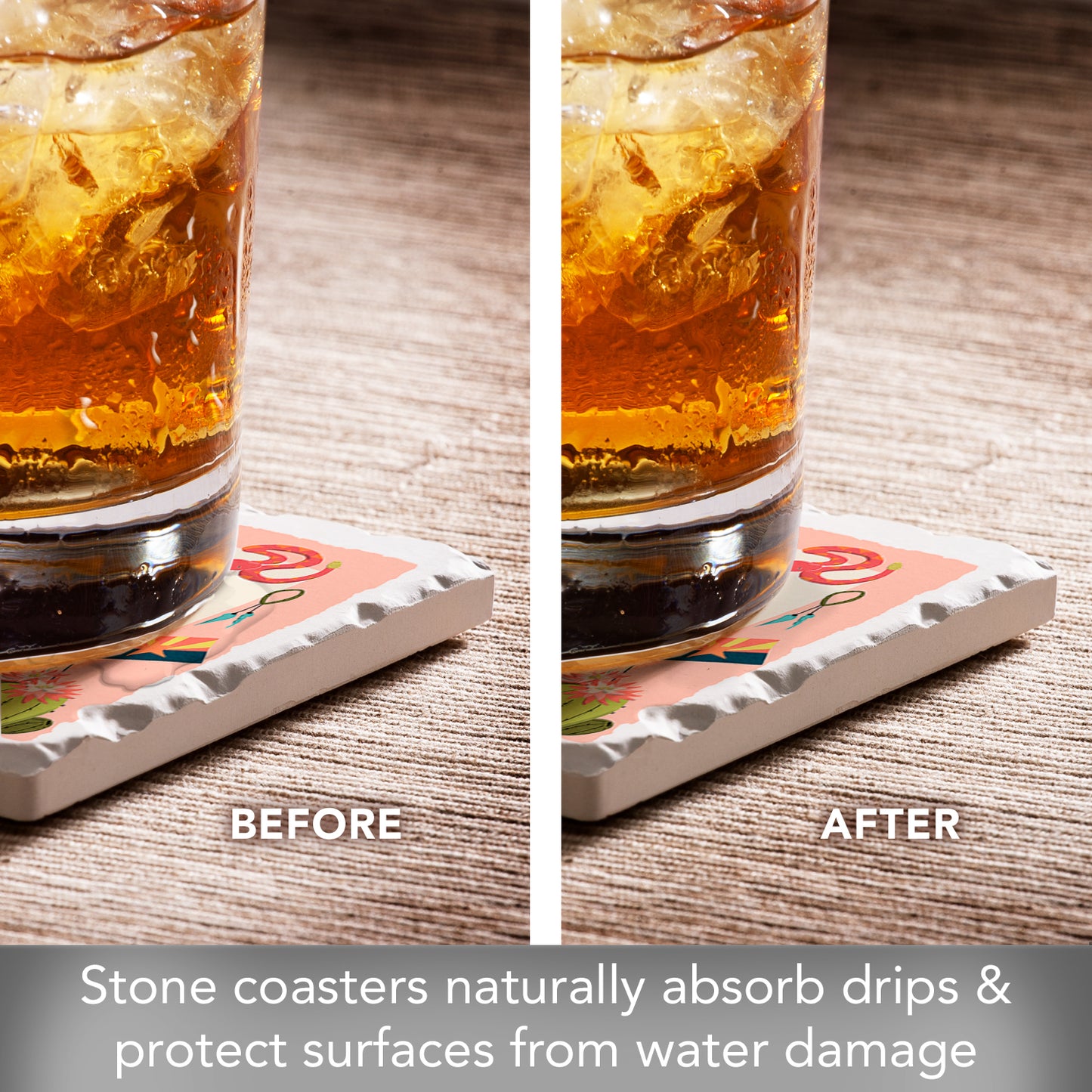Thirstystone Arizona Home State 4 Pack Tumbled Tile Stone Coasters 4" Square Manufactured in the USA