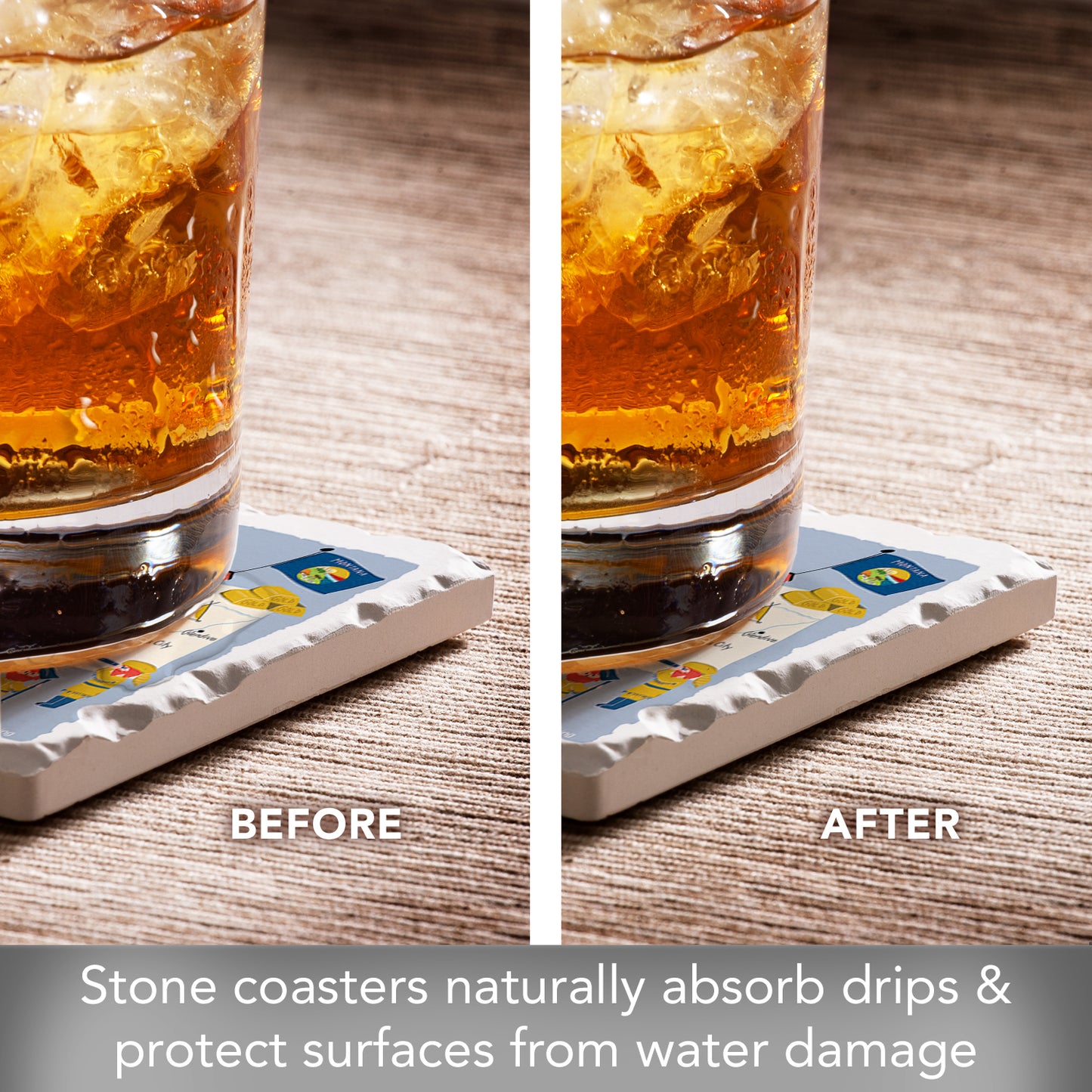 Thirstystone Montana Home State 4 Pack Tumbled Tile Stone Coasters 4" Square Manufactured in the USA