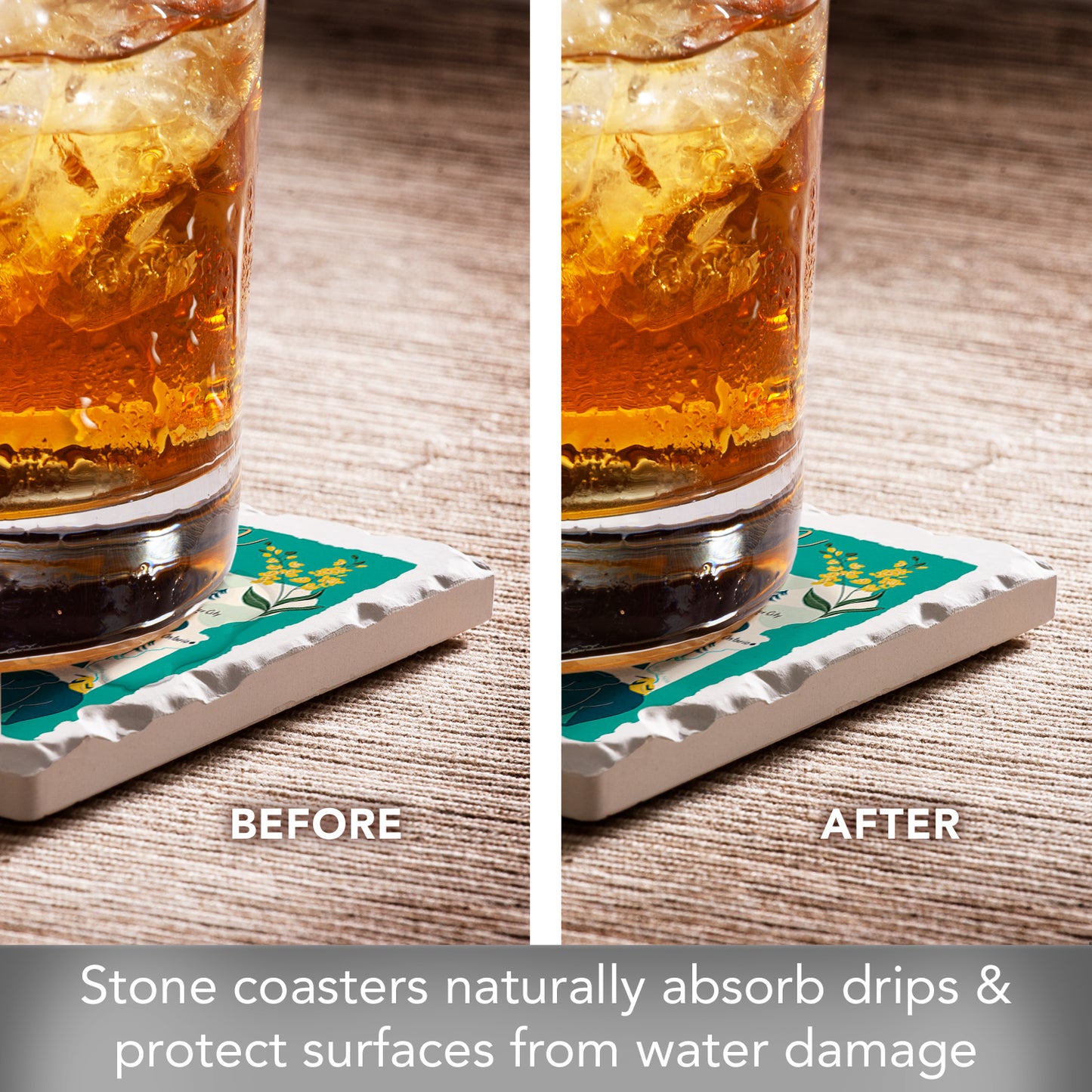 Thirstystone Oregon Home State 4 Pack Tumbled Tile Stone Coasters 4" Square Manufactured in the USA