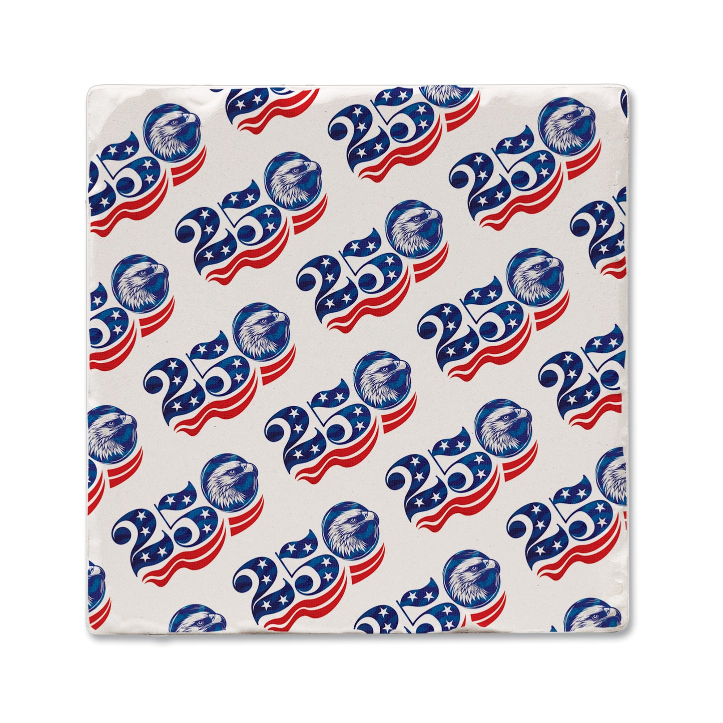 Thirstystone Celebrate 250 Years 4 Pack Tumbled Tile Stone Coasters with Protective Cork Backing 4" Square