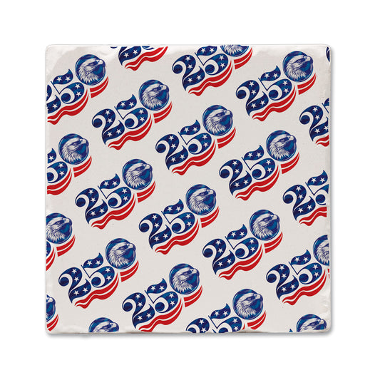 Thirstystone Celebrate 250 Years 4 Pack Tumbled Tile Stone Coasters with Protective Cork Backing 4" Square