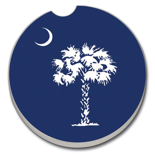 SC State Flag Single Absorbent Stone Car Coaster 2.6” Diameter Manufactured in the USA