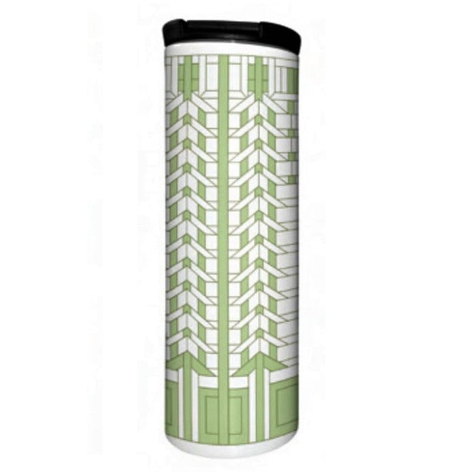 Highland Home Martin House Casement Window Design by Frank Lloyd Wright on 17 Ounce Double Wall Insulated Stainless Steel Tumbler Manufactured in the USA