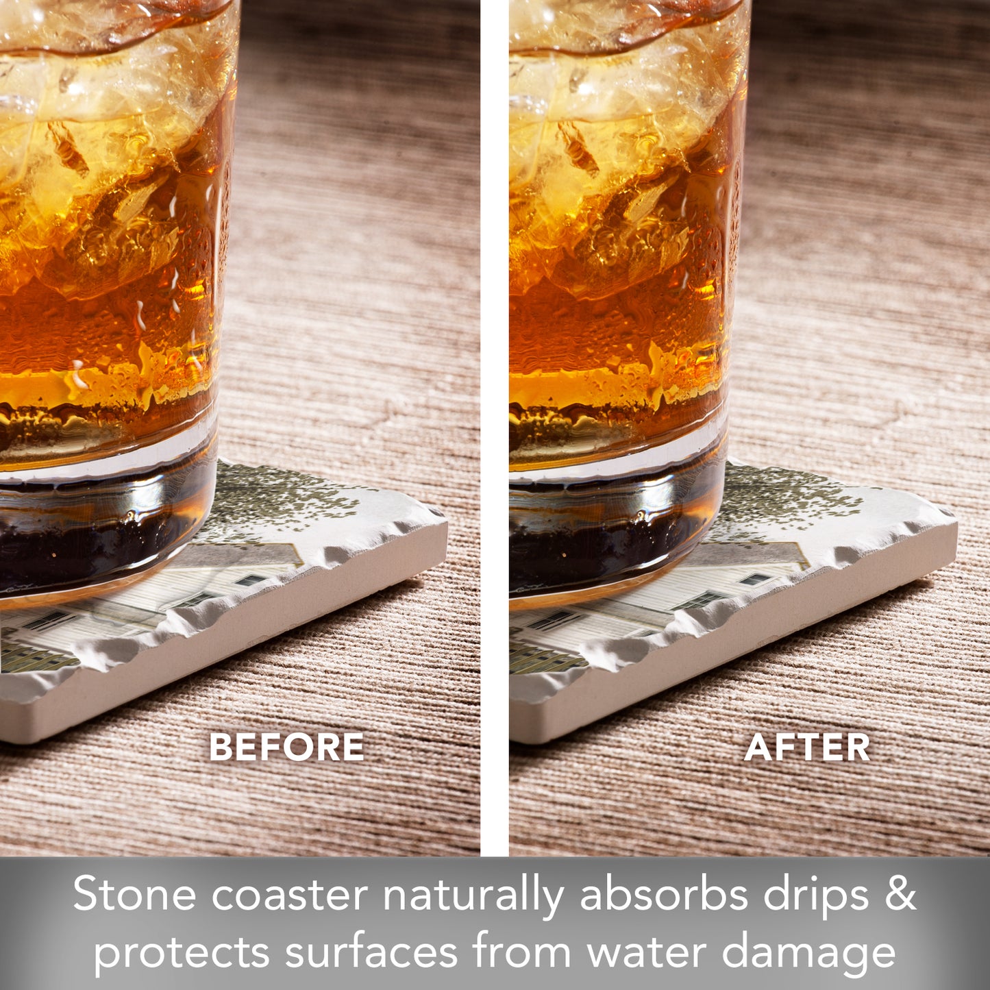 Thirstystone Grandma's House Single Tumbled Tile Stone Coaster with Protective Cork Backing Manufactured in The USA 4" Square, Artistic, Easily Wipes Clean
