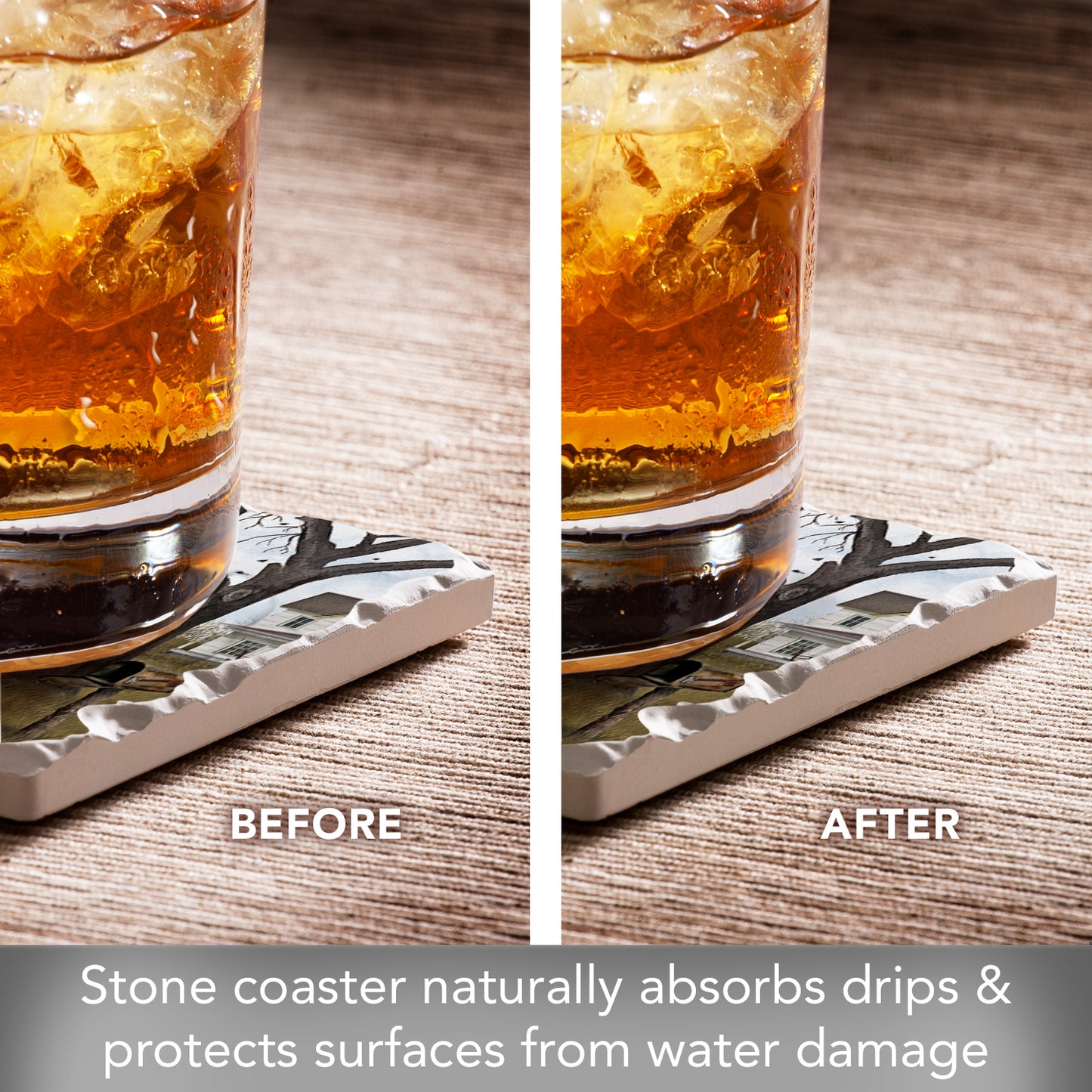 Thirstystone Old Dirt Road Single Tumbled Tile Stone Coaster with Protective Cork Backing Manufactured in The USA 4" Square, Artistic, Easily Wipes Clean