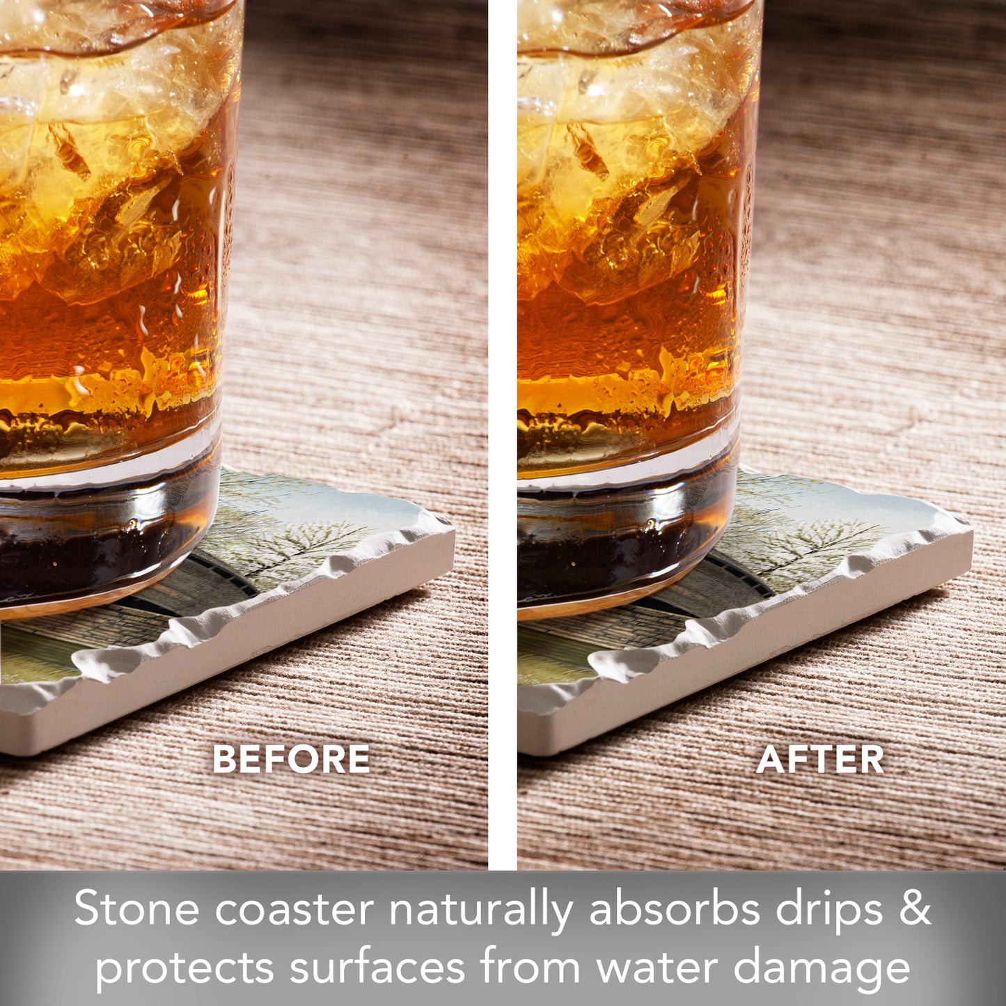Thirstystone Humpback Bridge Single Tumbled Tile Stone Coaster with Protective Cork Backing Manufactured in The USA 4" Square, Artistic, Easily Wipes Clean