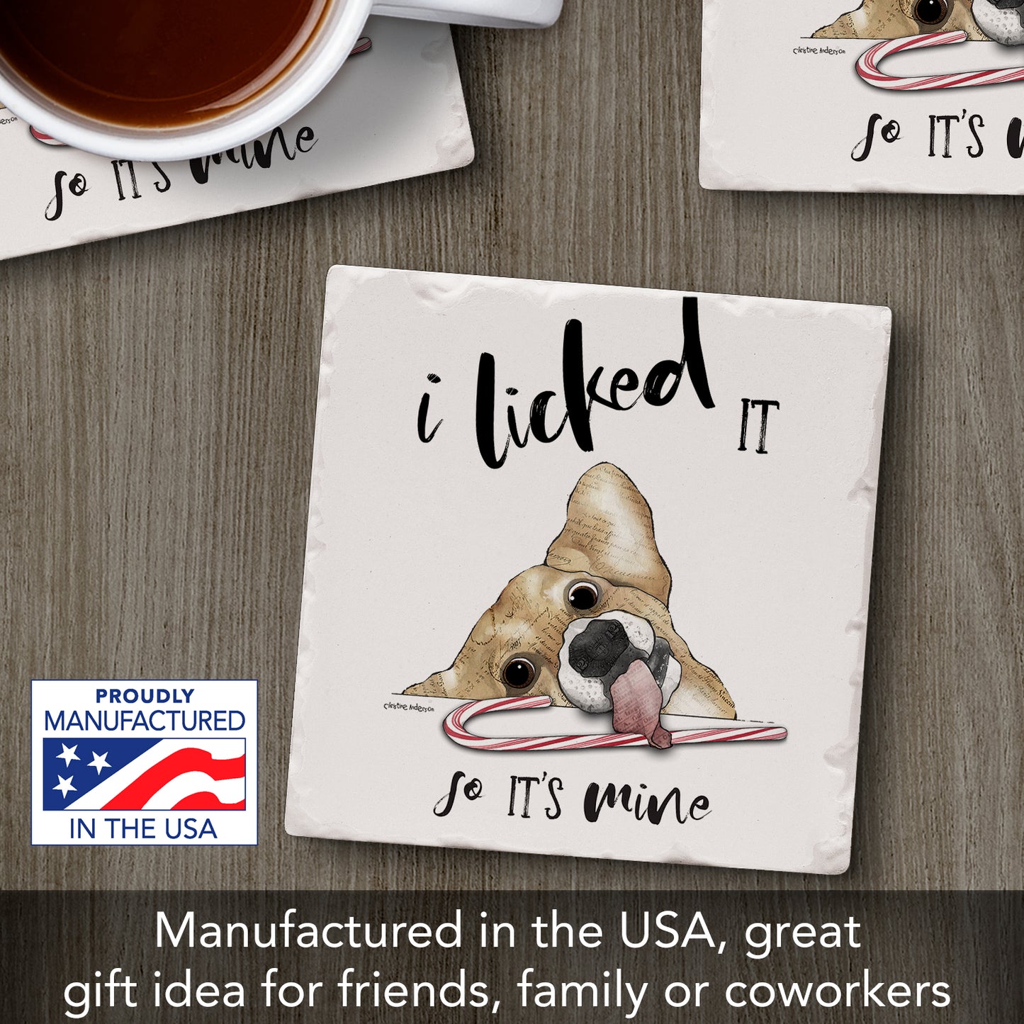 Thirstystone Licked It Single Tumbled Tile Coaster Manufactured in The USA Adorable, Create Your Own Collection