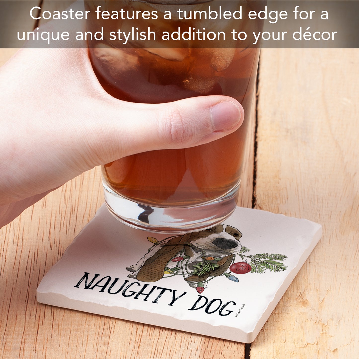Thirstystone Feliz Naughty Dog Single Tumbled Tile Coaster Manufactured in The USA Adorable, Create Your Own Collection