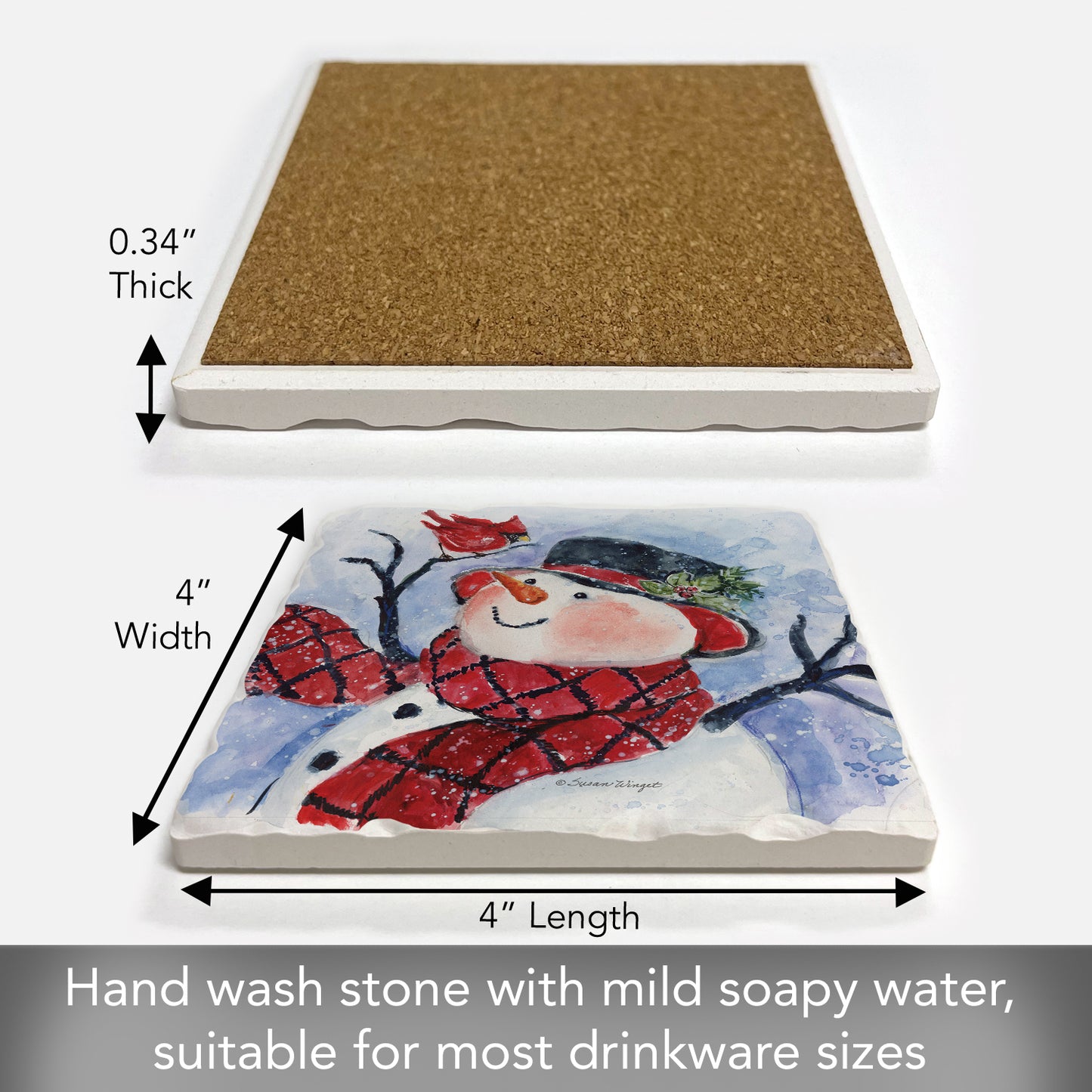 Thirstystone Snowman in Scarf Single Tumbled Tile Coaster Manufactured in The USA Decorative, Stylish, Craft Your Own Collection