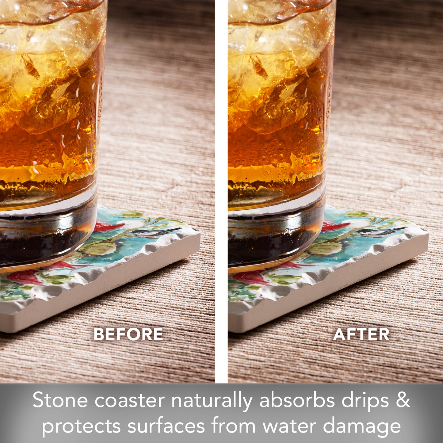 Thirstystone Santa's Friends Single Tumbled Tile Coaster Manufactured in The USA Decorative, Stylish, Craft Your Own Collection