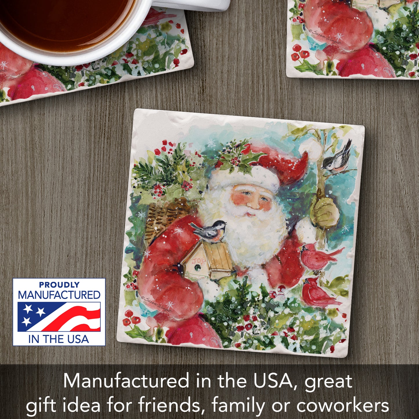 Thirstystone Santa's Friends Single Tumbled Tile Coaster Manufactured in The USA Decorative, Stylish, Craft Your Own Collection
