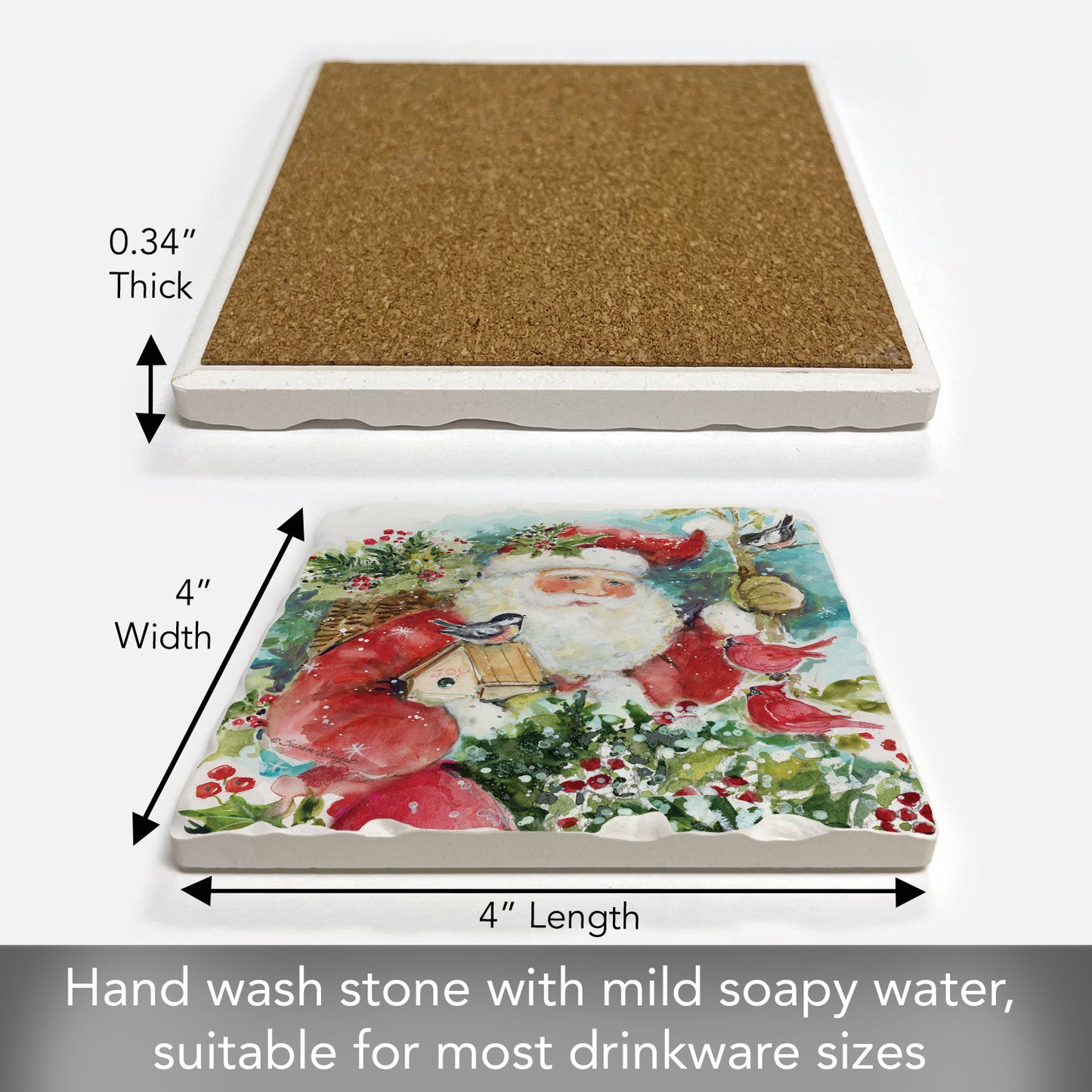 Thirstystone Santa's Friends Single Tumbled Tile Coaster Manufactured in The USA Decorative, Stylish, Craft Your Own Collection