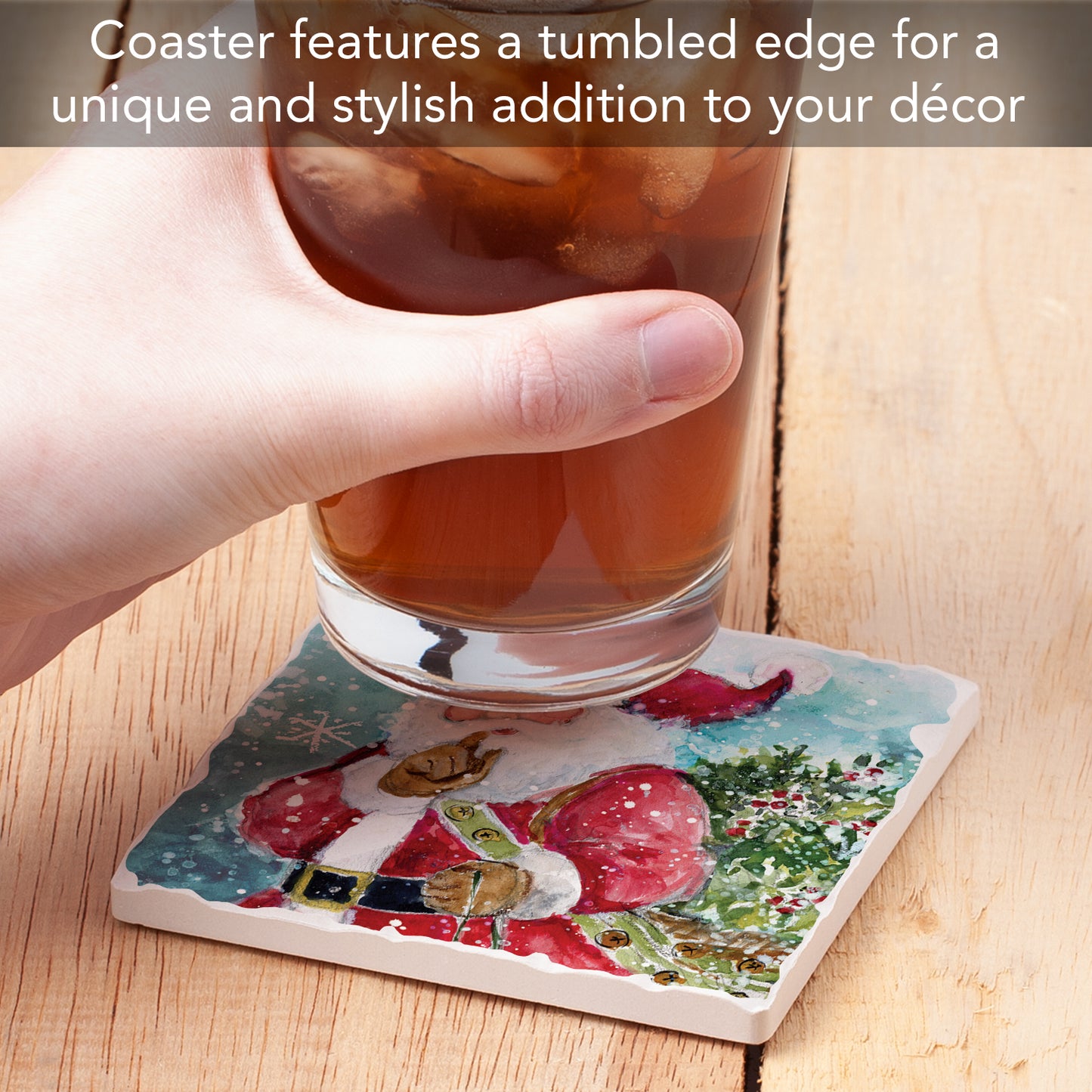 Thirstystone Quiet Santa Single Tumbled Tile Coaster Manufactured in The USA Decorative, Stylish, Craft Your Own Collection