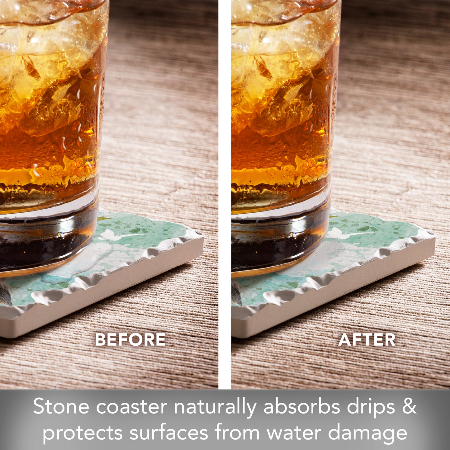 Thirstystone Bulbs & Seedlings Single Tumbled Tile Stone Coaster with Protective Cork Backing Manufactured in The USA 4" Square