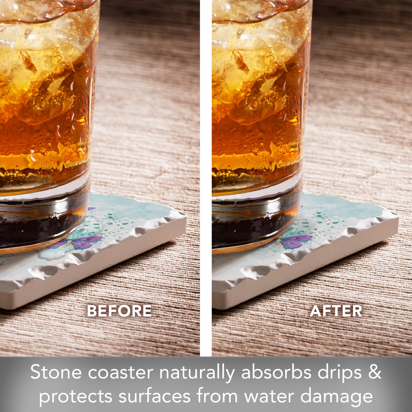 Thirstystone Farm Fresh Flowers Single Tumbled Tile Stone Coaster with Protective Cork Backing Manufactured in The USA 4" Square