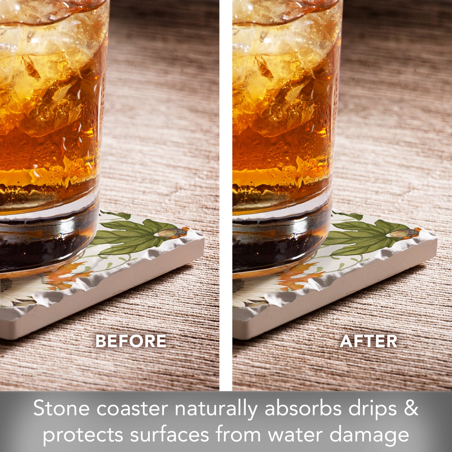 Thirstystone Farmhouse Pumpkins Single Tumbled Tile Stone Coaster with Protective Cork Backing Manufactured in The USA 4" Square, Colorful, Artistiic, Easily Wipes Clean