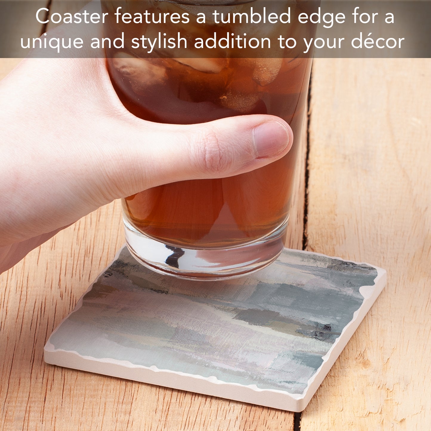 Thirstystone Misty Clouds Single Tumbled Tile Stone Coaster with Protective Cork Backing Manufactured in The USA 4" Square, Colorful, Artistiic, Easily Wipes Clean