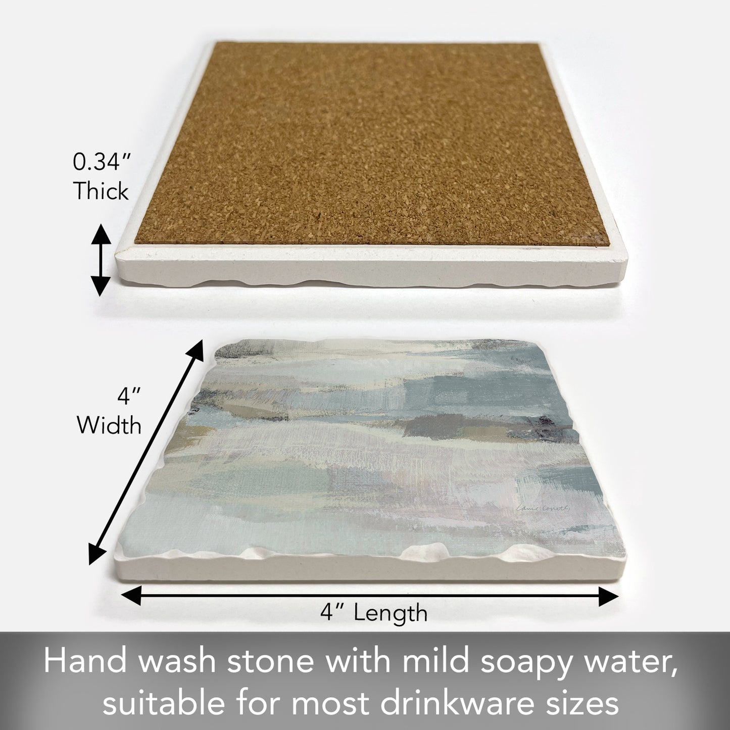 Thirstystone Misty Clouds Single Tumbled Tile Stone Coaster with Protective Cork Backing Manufactured in The USA 4" Square, Colorful, Artistiic, Easily Wipes Clean