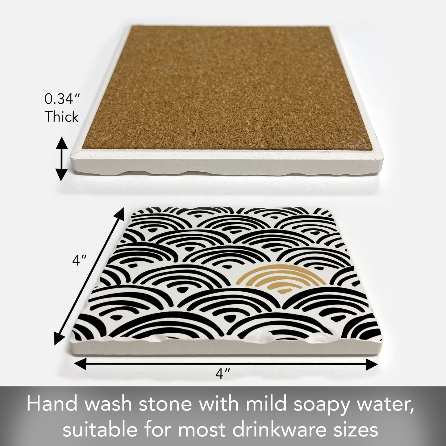 Thirstystone Arches Single Tumbled Tile Stone Coaster with Protective Cork Backing Manufactured in The USA 4" Square, Colorful, Artistic, Easily Wipes Clean