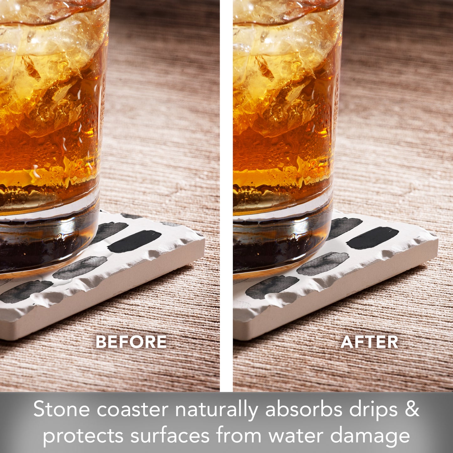 Thirstystone Paint Stripes Single Tumbled Tile Stone Coaster with Protective Cork Backing Manufactured in The USA 4" Square, Colorful, Artistic, Easily Wipes Clean