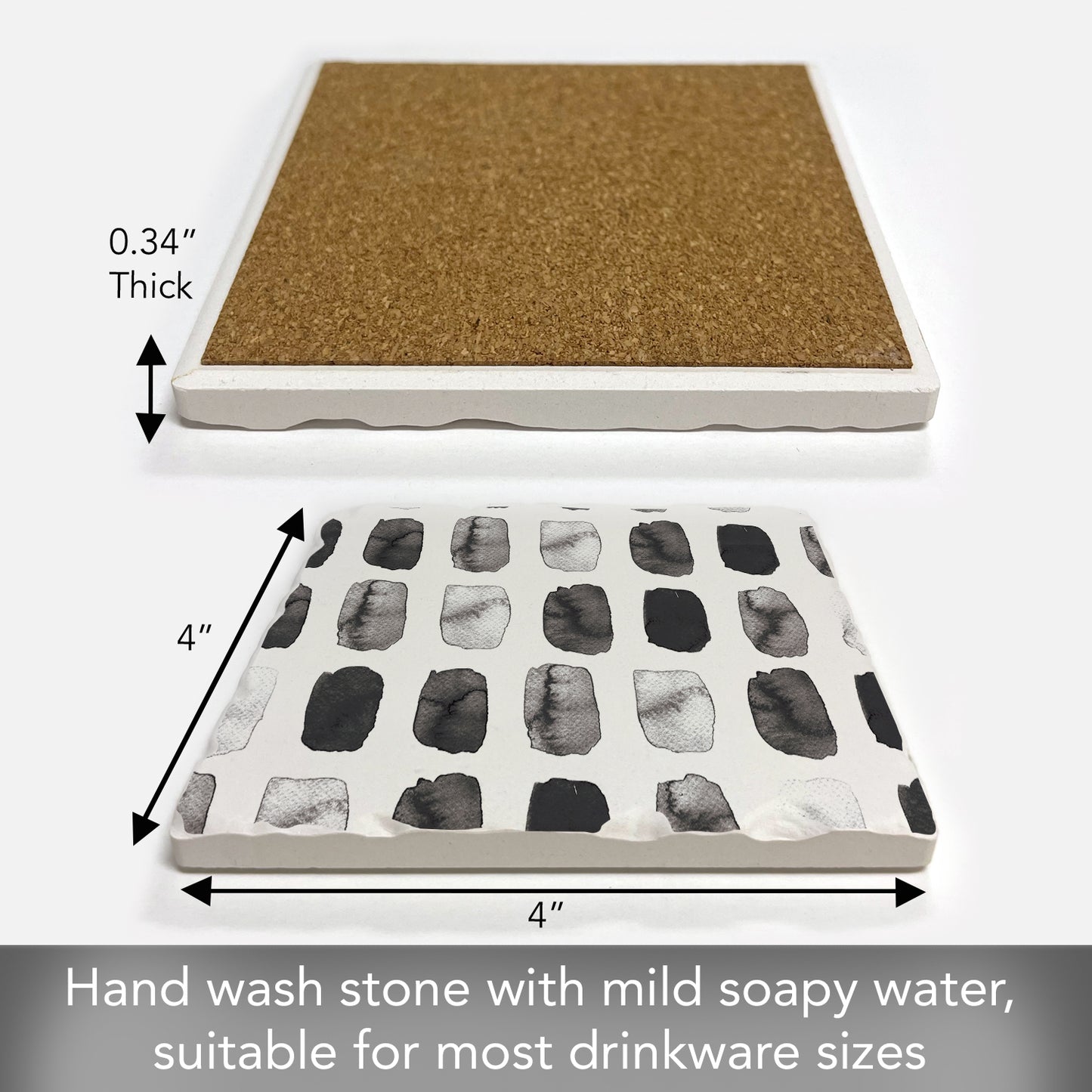 Thirstystone Paint Stripes Single Tumbled Tile Stone Coaster with Protective Cork Backing Manufactured in The USA 4" Square, Colorful, Artistic, Easily Wipes Clean