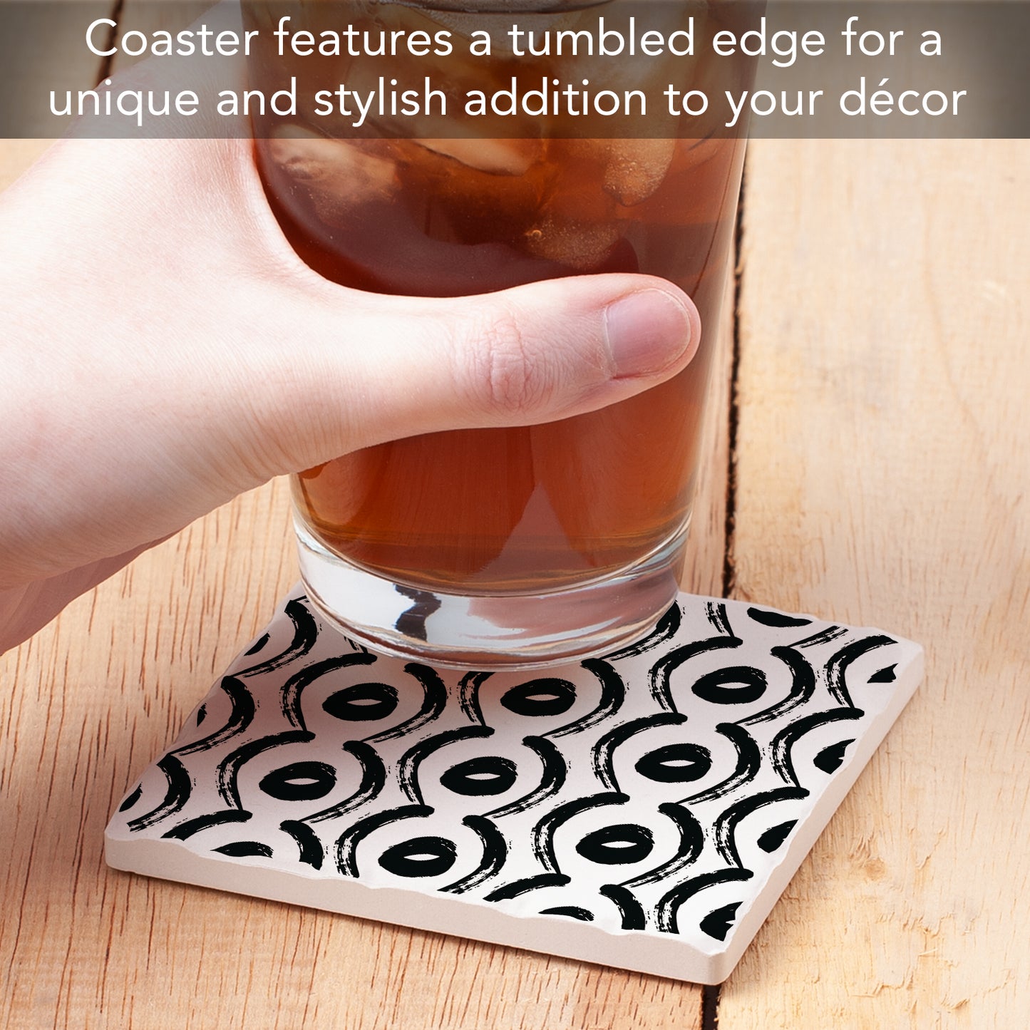 Thirstystone Eyes Single Tumbled Tile Stone Coaster with Protective Cork Backing Manufactured in The USA 4" Square, Colorful, Artistic, Easily Wipes Clean