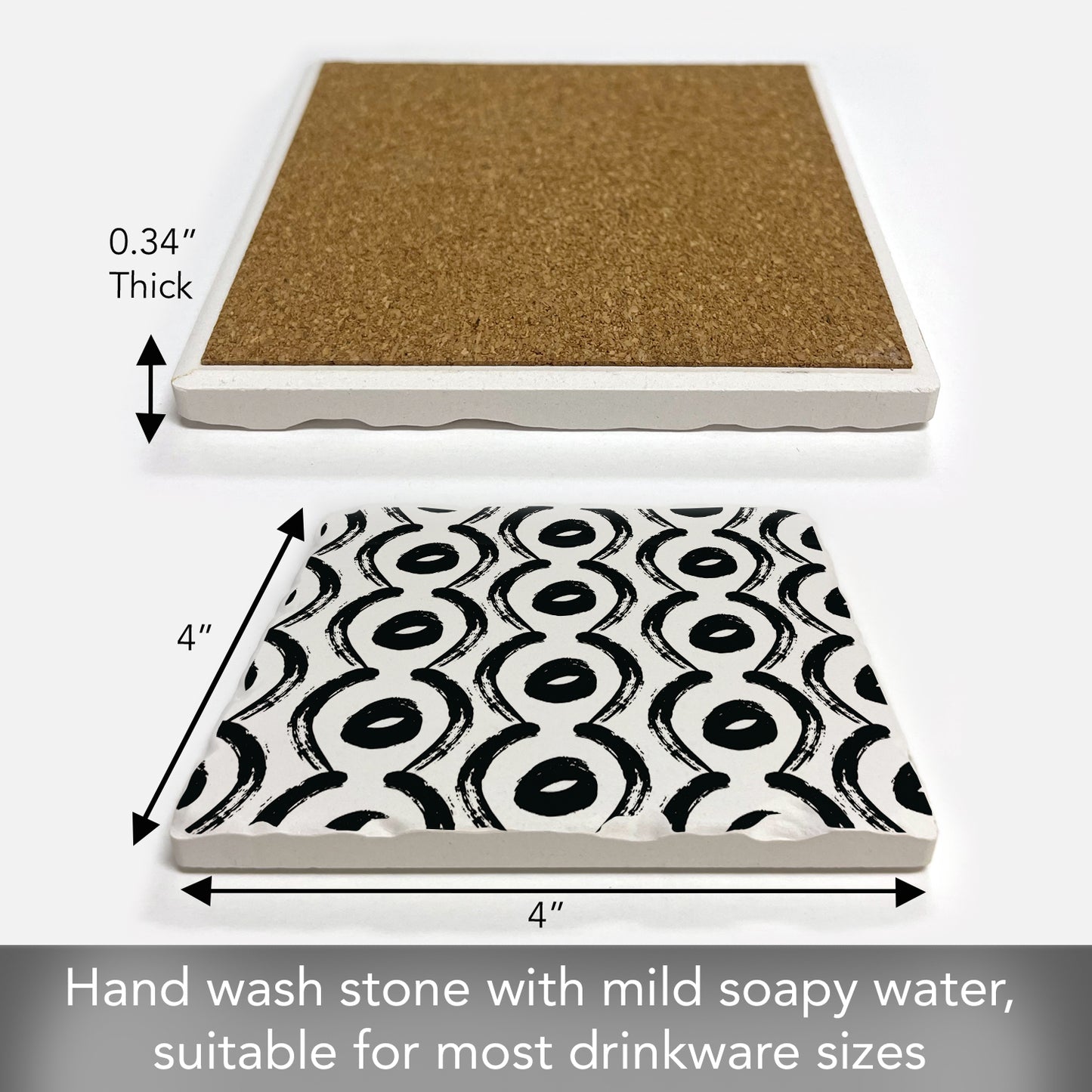 Thirstystone Eyes Single Tumbled Tile Stone Coaster with Protective Cork Backing Manufactured in The USA 4" Square, Colorful, Artistic, Easily Wipes Clean