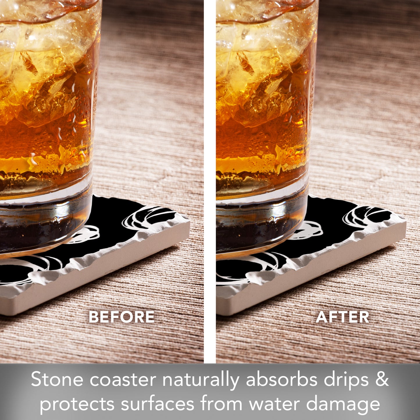 Thirstystone Circles Single Tumbled Tile Stone Coaster with Protective Cork Backing Manufactured in The USA 4" Square, Colorful, Artistic, Easily Wipes Clean