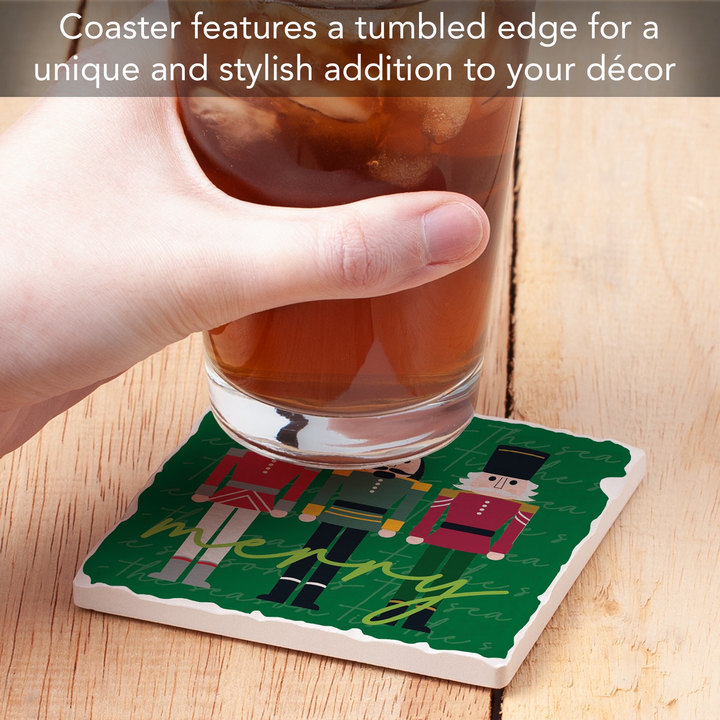 Thirstystone Merry Nutcrackers Single Tumbled Tile Coaster Manufactured in The USA Decorative, Stylish, Craft Your Own Collection
