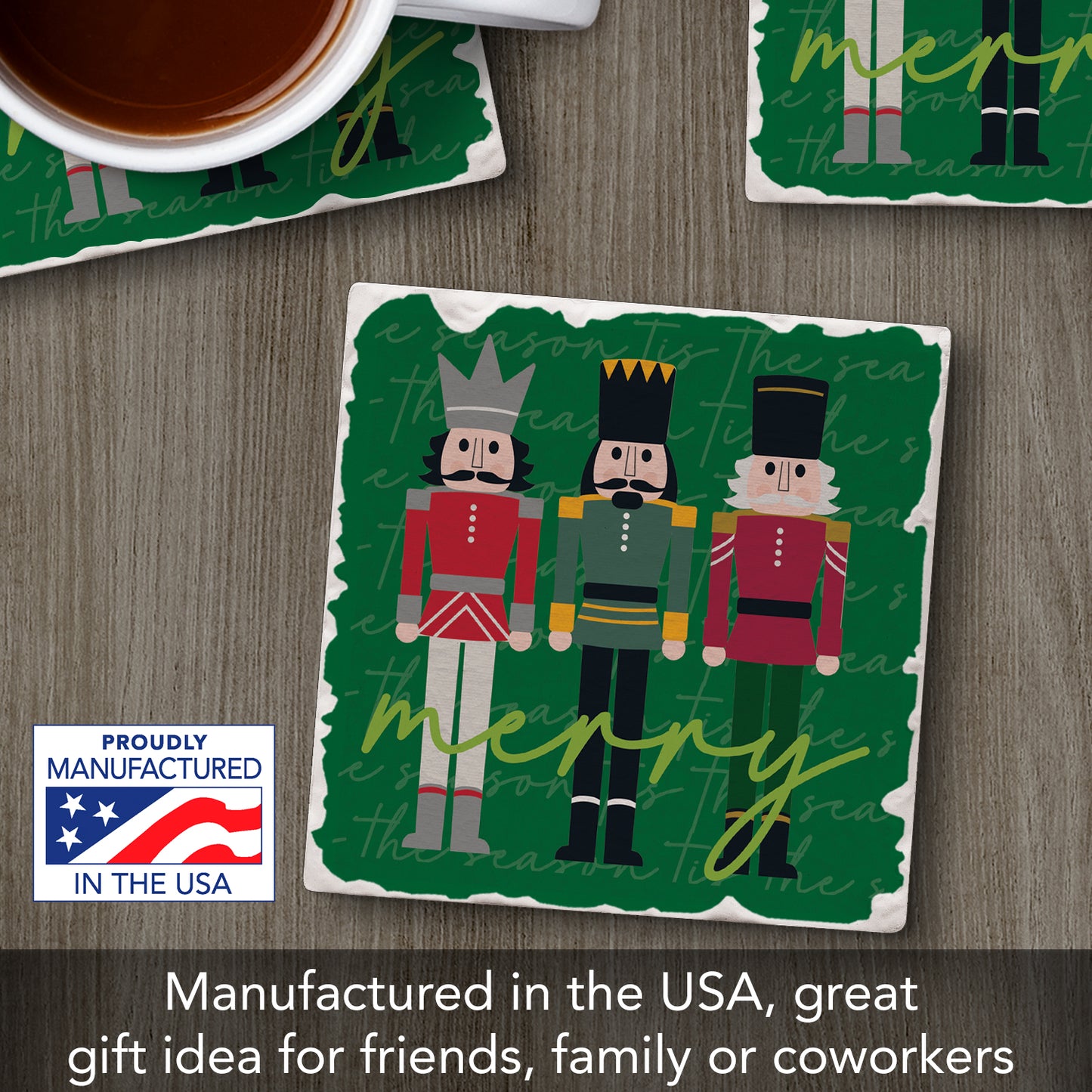 Thirstystone Merry Nutcrackers Single Tumbled Tile Coaster Manufactured in The USA Decorative, Stylish, Craft Your Own Collection