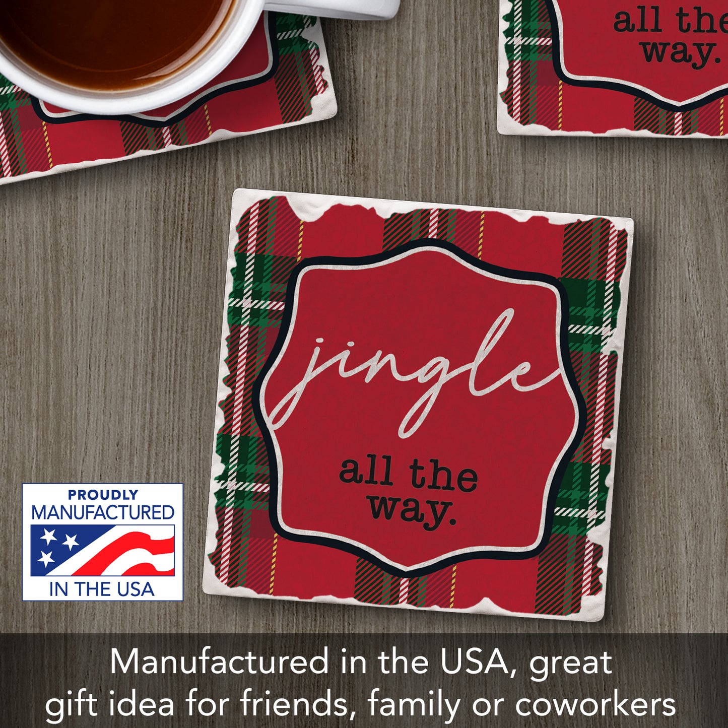 Thirstystone Jingle All The Way Single Tumbled Tile Coaster Manufactured in The USA Decorative, Stylish, Craft Your Own Collection