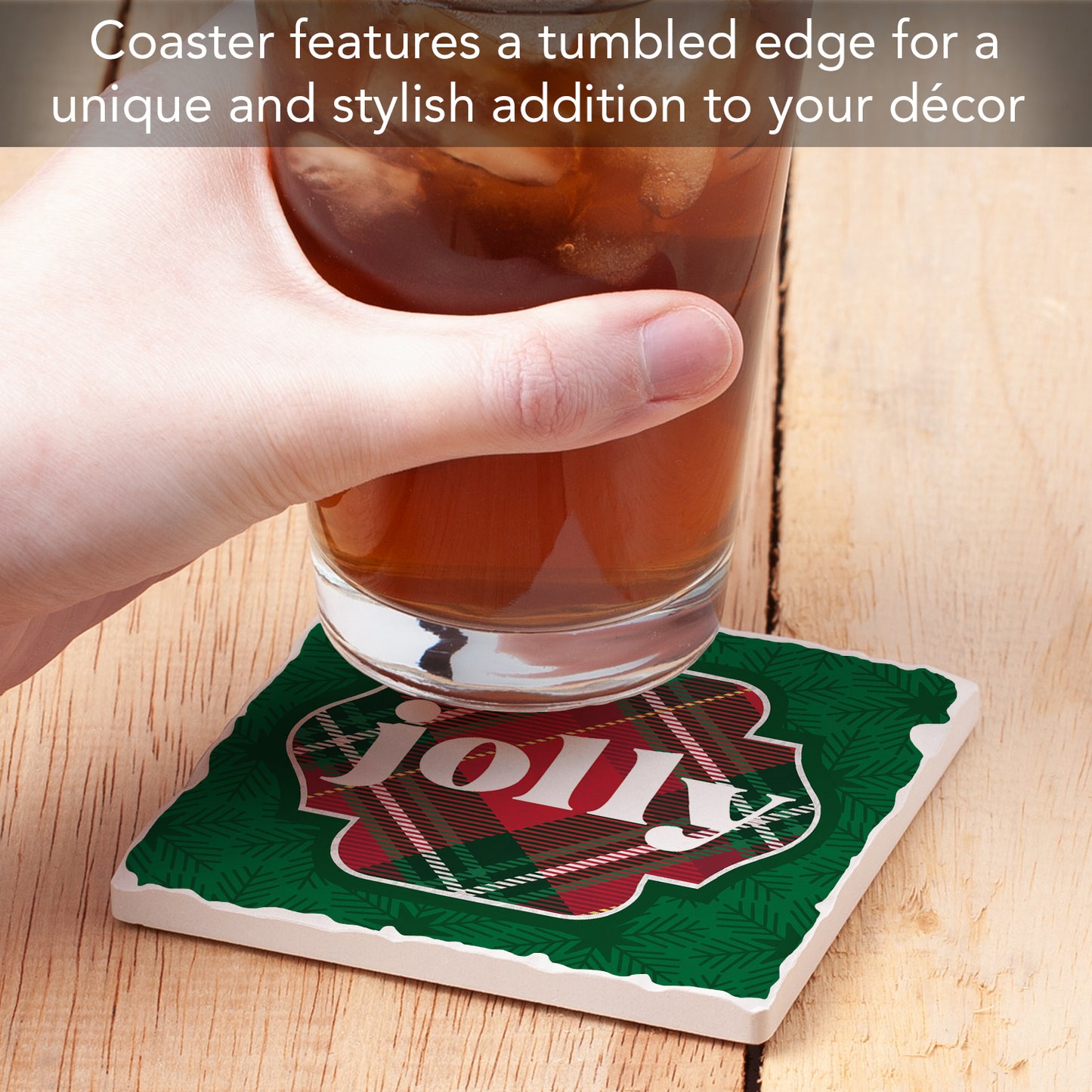 Thirstystone Plaid Jolly Single Tumbled Tile Coaster Manufactured in The USA Decorative, Stylish, Craft Your Own Collection