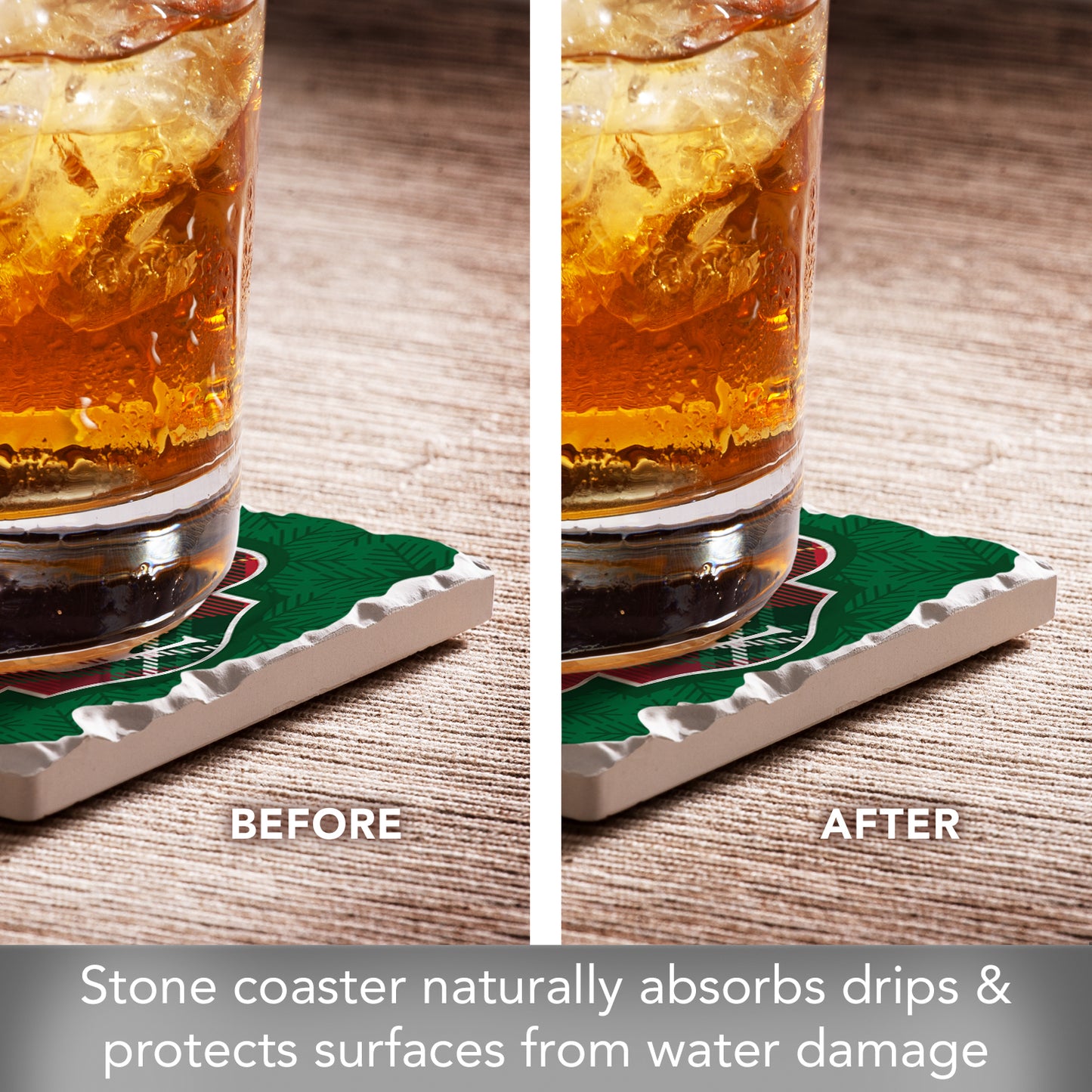 Thirstystone Plaid Jolly Single Tumbled Tile Coaster Manufactured in The USA Decorative, Stylish, Craft Your Own Collection
