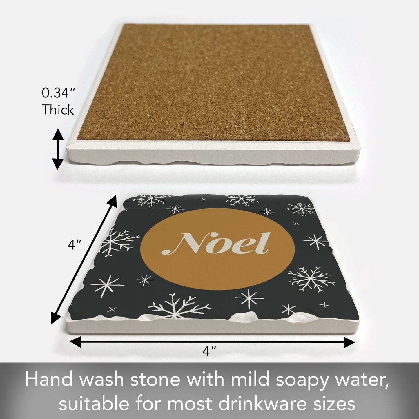 Thirstystone Festive Winter Gatherings Single Tumbled Tile Coasters Manufactured in The USA Decorative, Stylish, Craft Your Own Collection (Golden Noel)