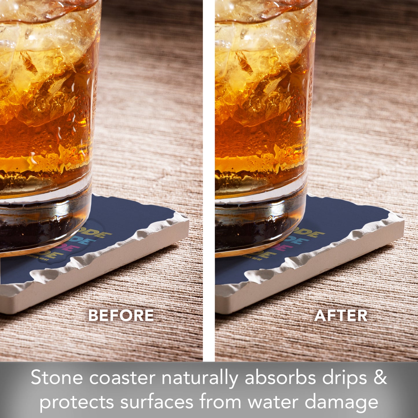 Thirstystone Adventure Mode Single Tumbled Tile Stone Coaster with Protective Cork Backing Manufactured in The USA 4" Square