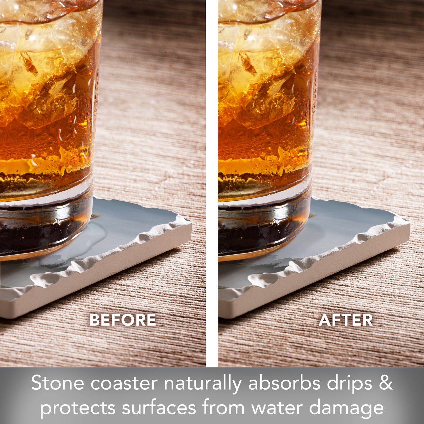 Thirstystone Mountain Grizzly Single Tumbled Tile Stone Coaster with Protective Cork Backing Manufactured in The USA 4" Square