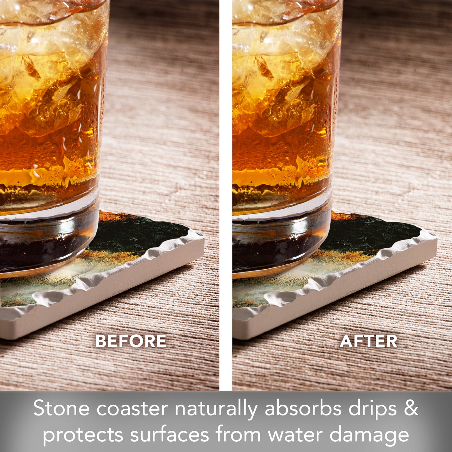 Thirstystone Elk in The Mist Single Tumbled Tile Stone Coaster with Protective Cork Backing Manufactured in The USA 4" Square