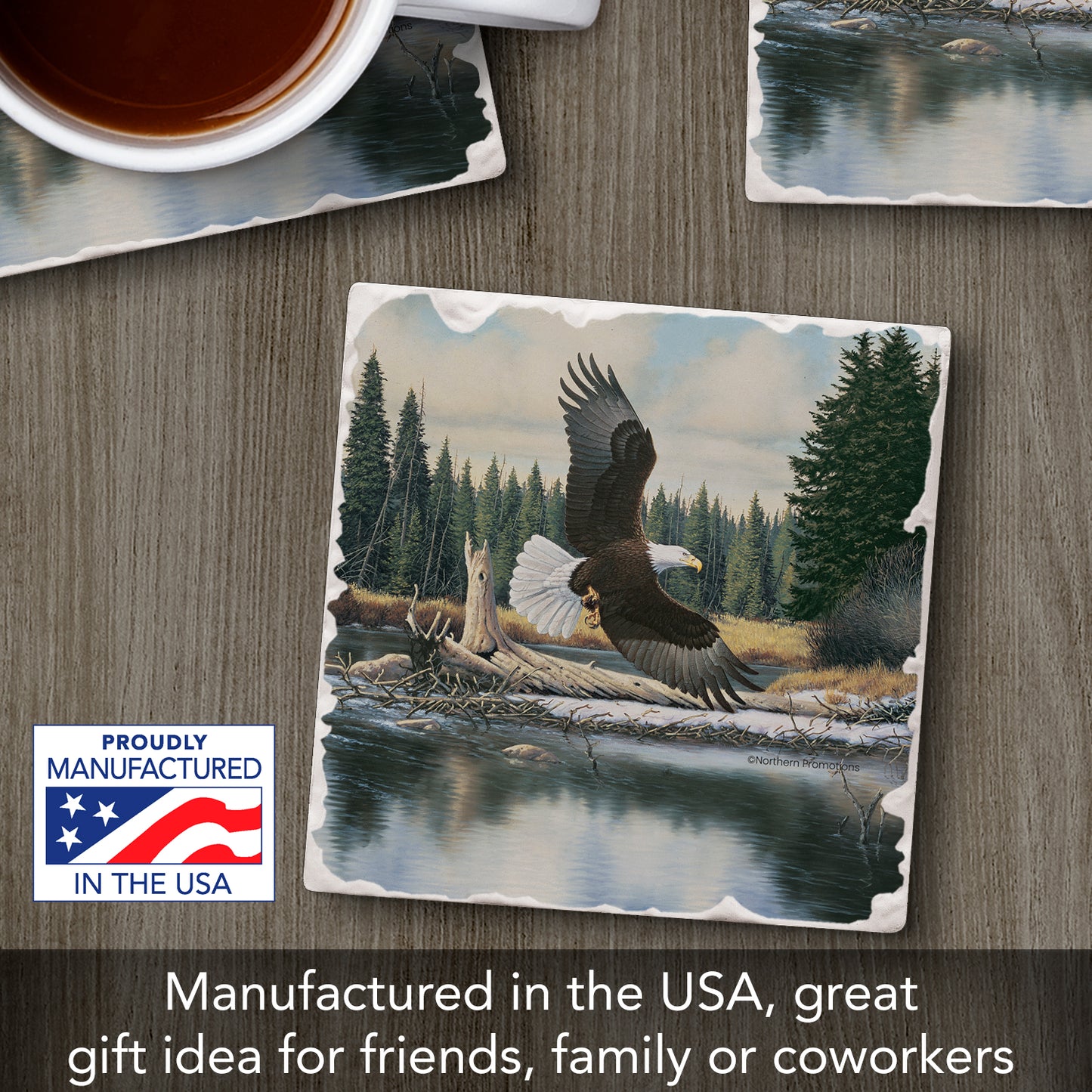 Thirstystone Eagle Spirit Single Tumbled Tile Stone Coaster Manufactured in the USA 4" Square