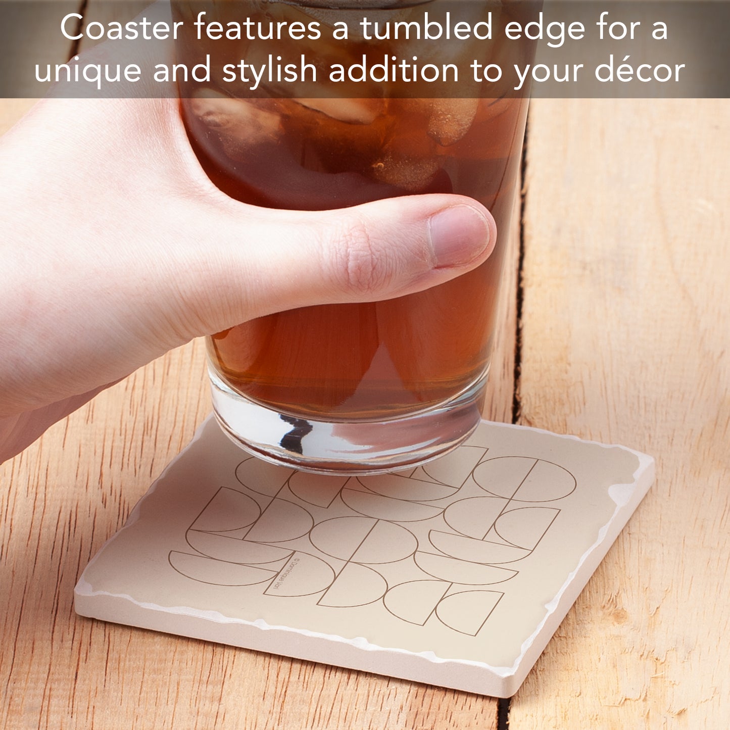 Thirstystone Mocha Moon Single Tumbled Tile Stone Coaster with Protective Cork Backing Manufactured in The USA 4" Square, Colorful, Artistiic, Easily Wipes Clean