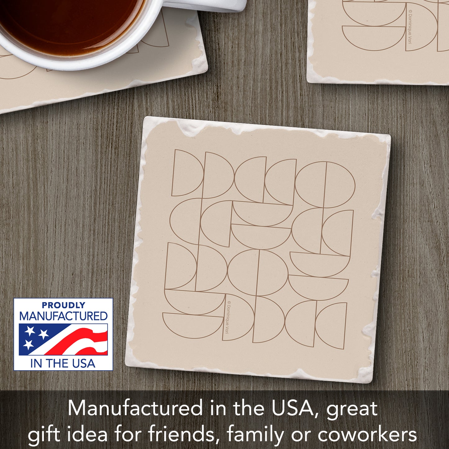 Thirstystone Mocha Moon Single Tumbled Tile Stone Coaster 4" Square Manufactured in The USA Create Your Own Set