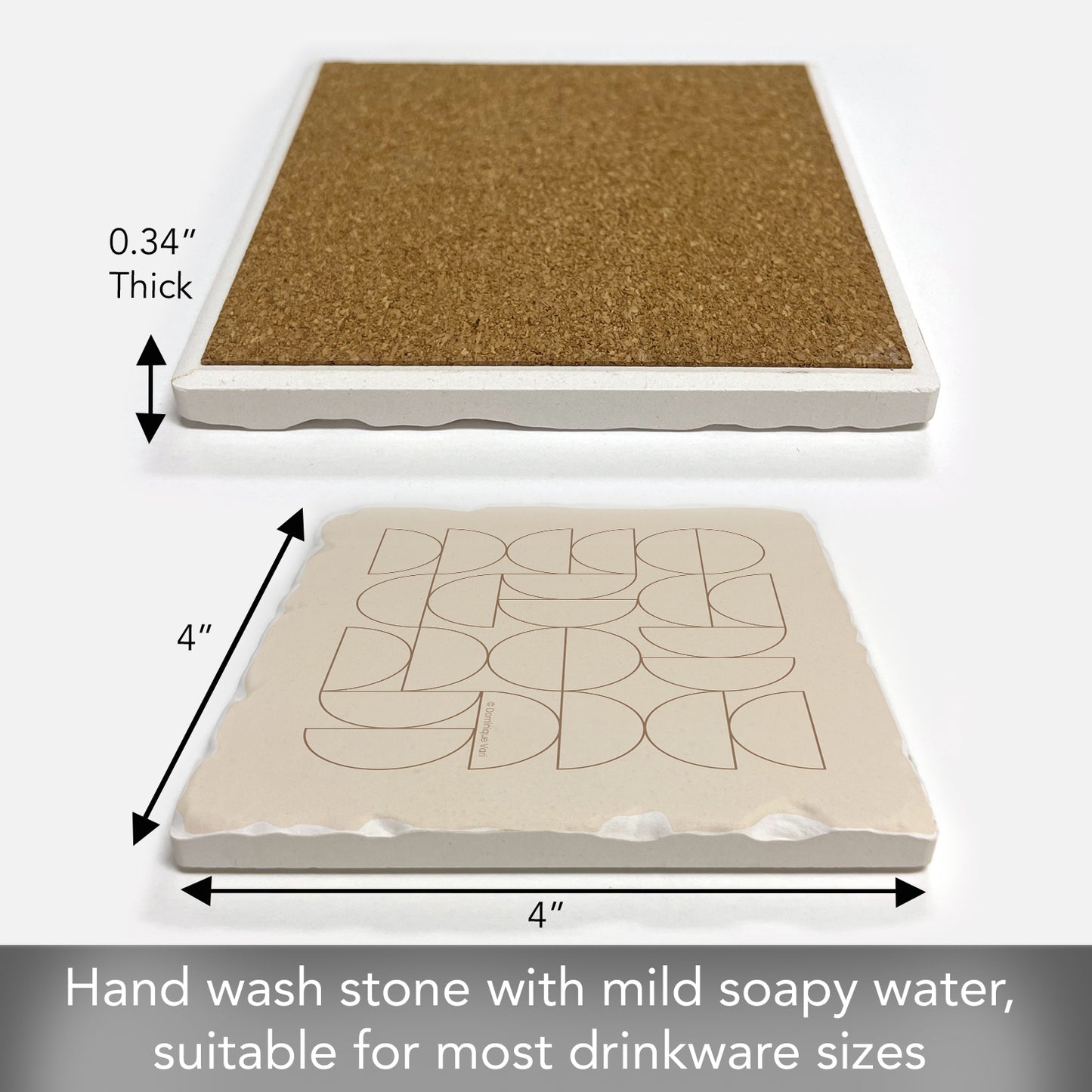 Thirstystone Mocha Moon Single Tumbled Tile Stone Coaster with Protective Cork Backing Manufactured in The USA 4" Square, Colorful, Artistiic, Easily Wipes Clean