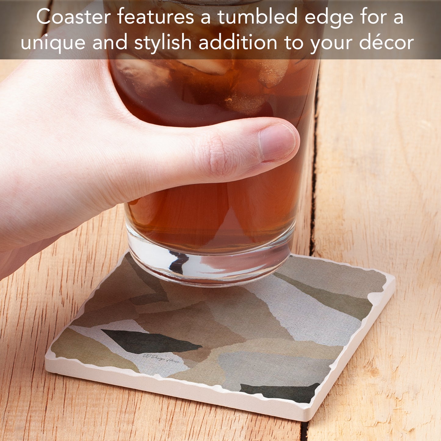 Thirstystone Mocha Abstract Single Tumbled Tile Stone Coaster with Protective Cork Backing Manufactured in The USA 4" Square, Colorful, Artistiic, Easily Wipes Clean