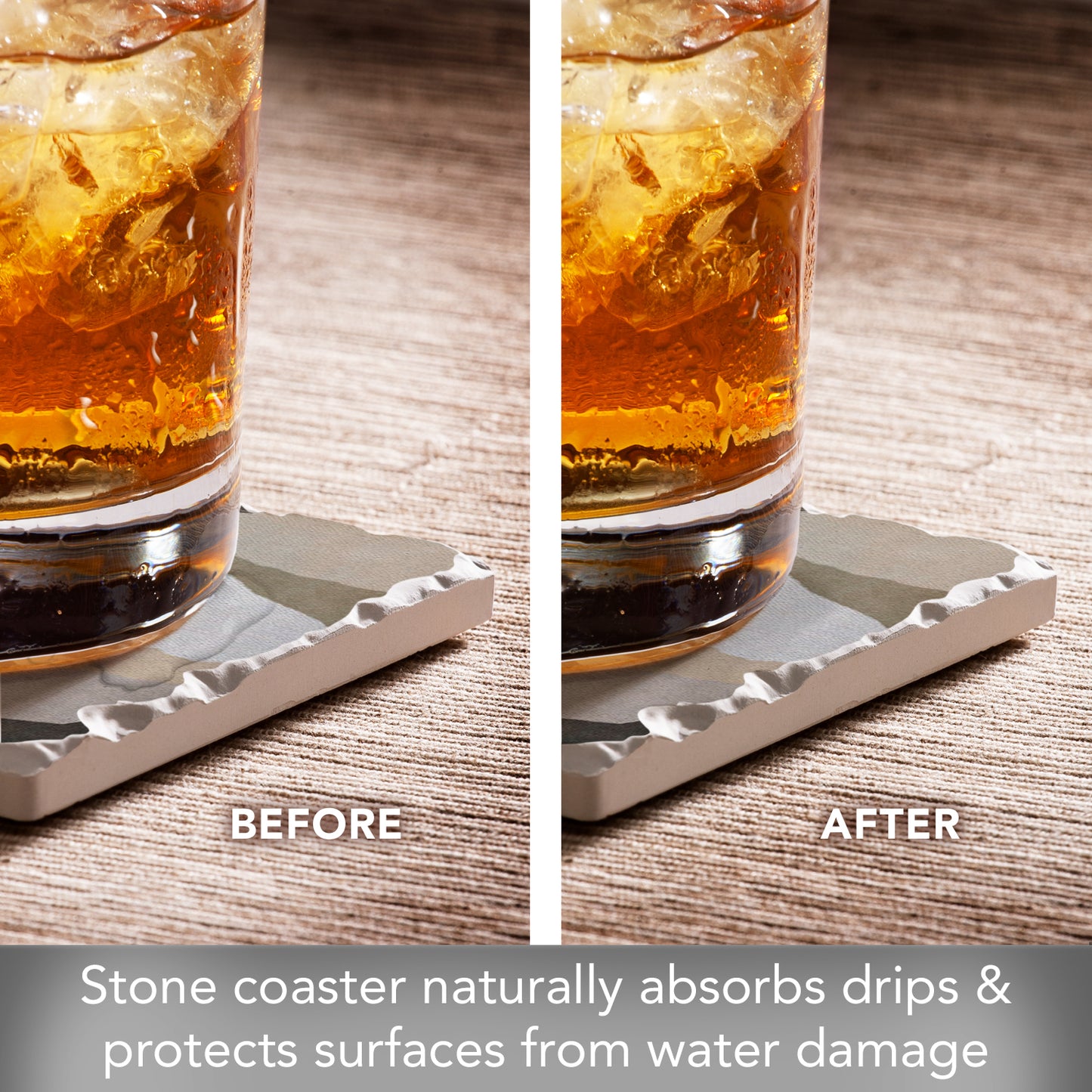 Thirstystone Mocha Abstract Single Tumbled Tile Stone Coaster with Protective Cork Backing Manufactured in The USA 4" Square, Colorful, Artistiic, Easily Wipes Clean