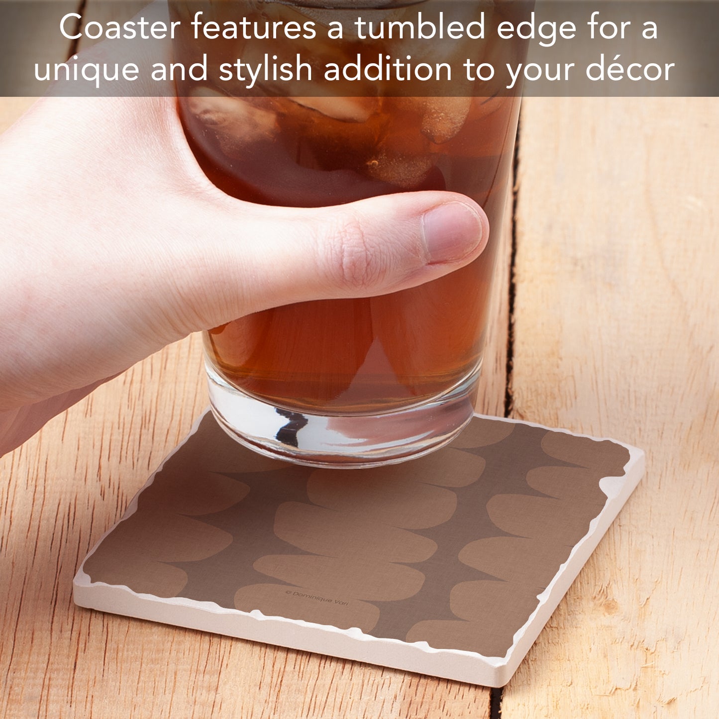 Thirstystone Mocha Pebbles Single Tumbled Tile Stone Coaster with Protective Cork Backing Manufactured in The USA 4" Square, Colorful, Artistiic, Easily Wipes Clean