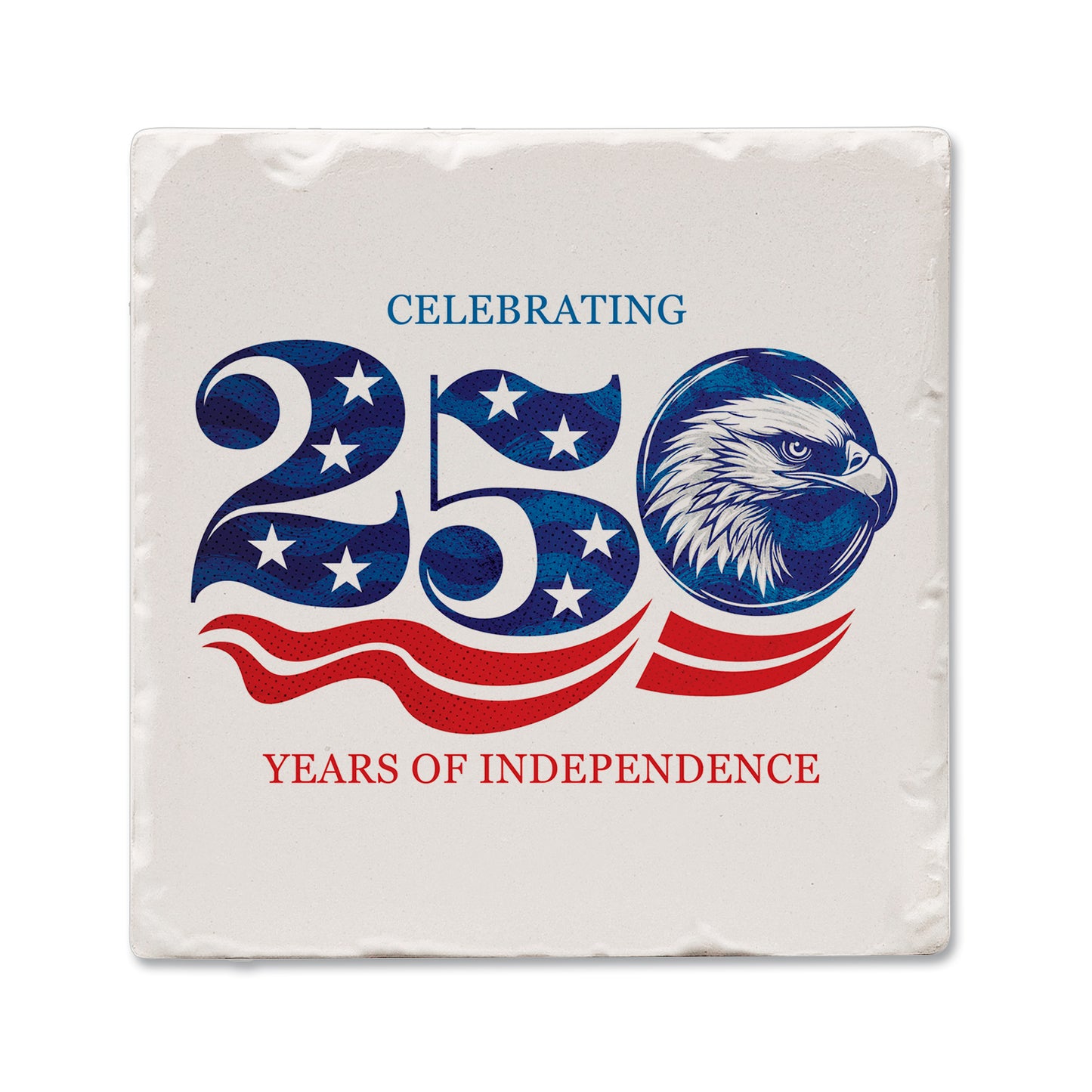 Thirstystone Celebrate 250 Single Tumbled Tile Stone Coaster 4" Square Manufactured in the USA Create Your Own Set