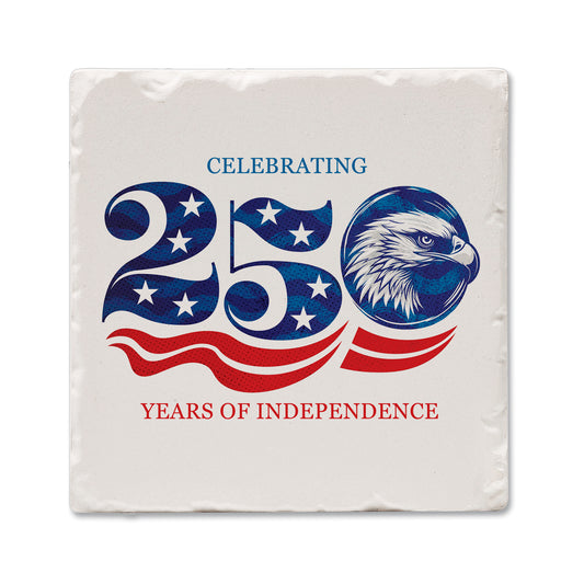 Thirstystone Celebrate 250 Single Tumbled Tile Stone Coaster 4" Square Manufactured in the USA Create Your Own Set