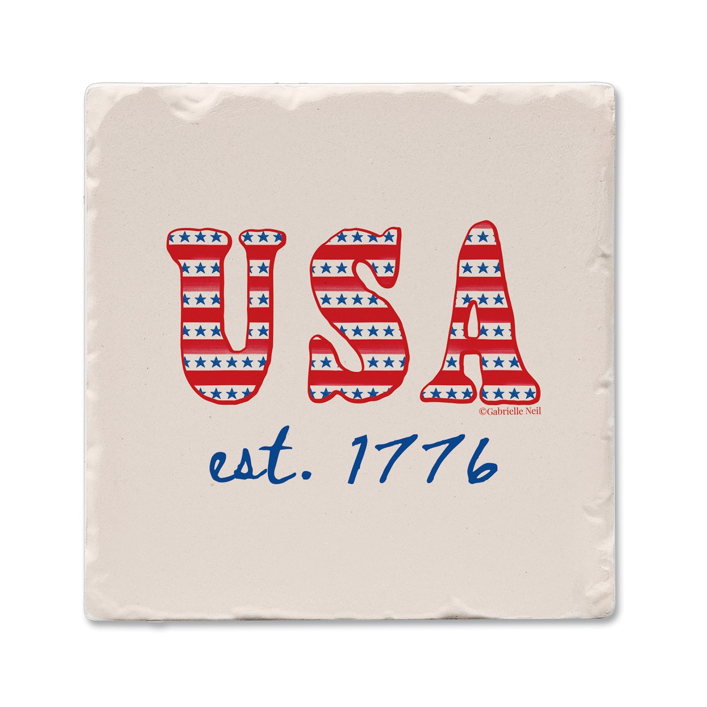 Thirstystone Est. 1776 Single Tumbled Tile Coaster 4" Square Manufactured in the USA Create Your Own Set