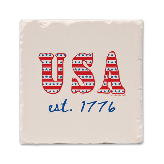 Thirstystone Est. 1776 Single Tumbled Tile Coaster 4" Square Manufactured in the USA Create Your Own Set